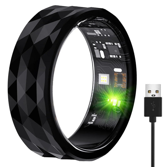 Anillo Inteligente Monitor de Actividad y Fitness para Mujeres/Hombres Sin Suscripción a APP Anillo de Seguimiento de Fitness con Calorías/Ritmo Cardíaco/Oxígeno en Sangre/Monitorización del Sueño Impermeable IP68 (Negro 10#)